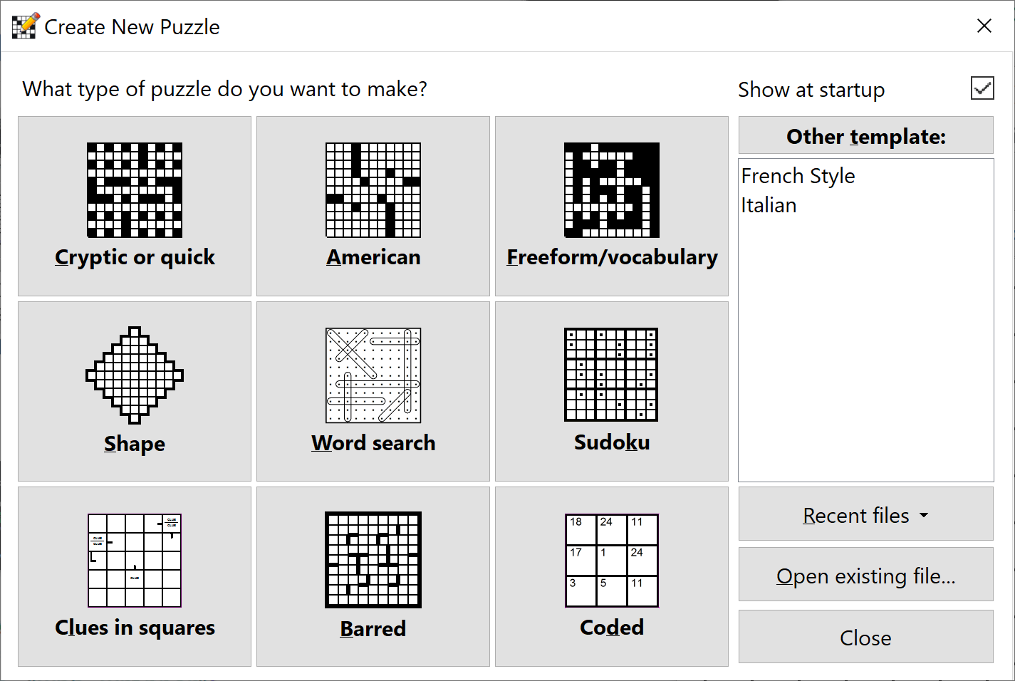 The New Puzzle window