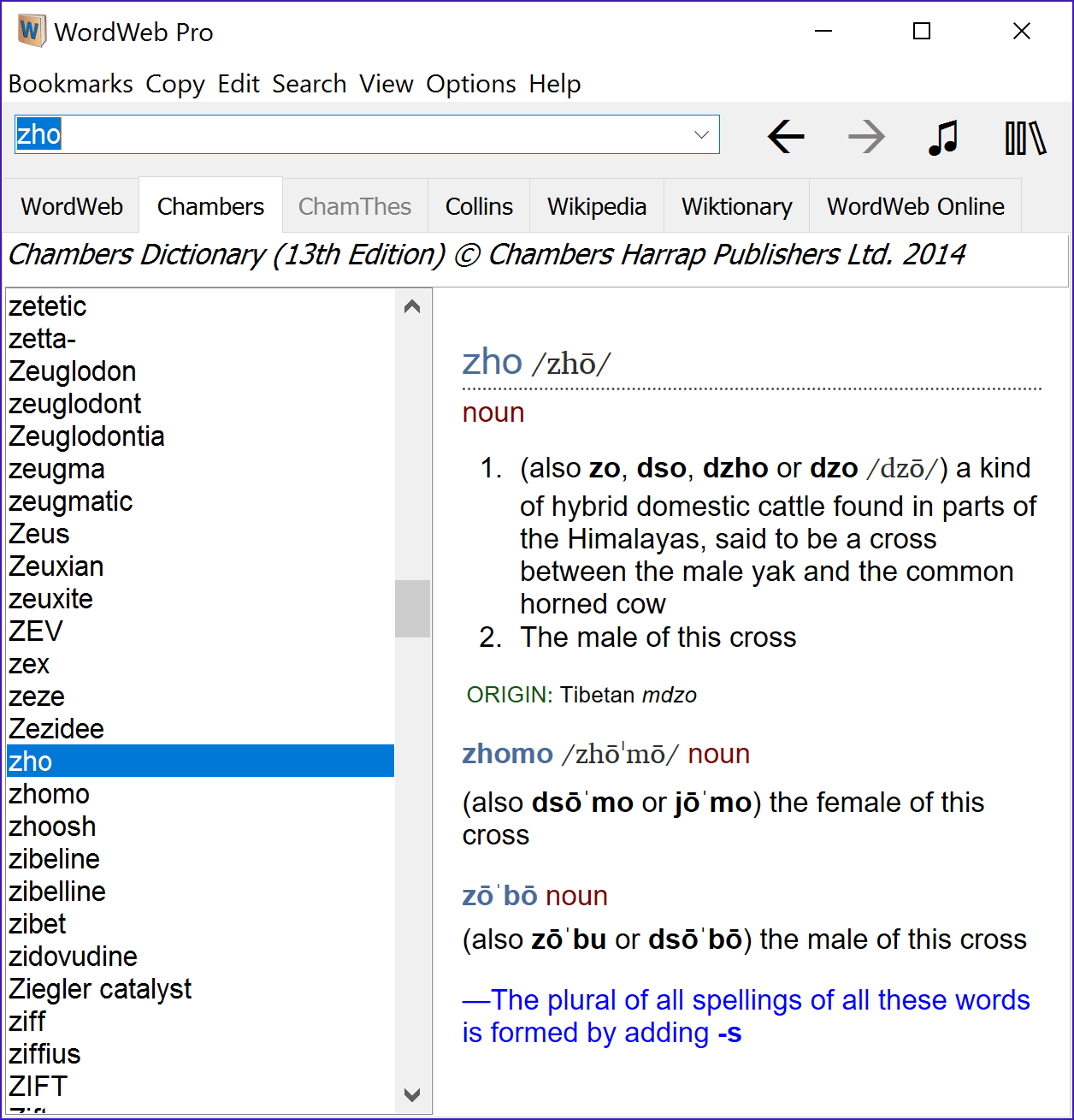 Crossword Compiler: Chambers Dictionary and Thesaurus